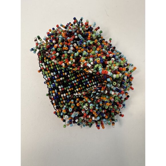 Multicolor Beaded Cuff Bracelet Handmade Elastic Boho Style Elastic Statement Je - Picture 12 of 16